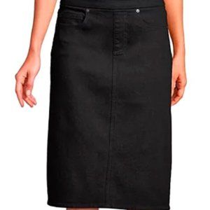 Lands' End Pull On Denim Pencil Skirt, Black, Women's 14